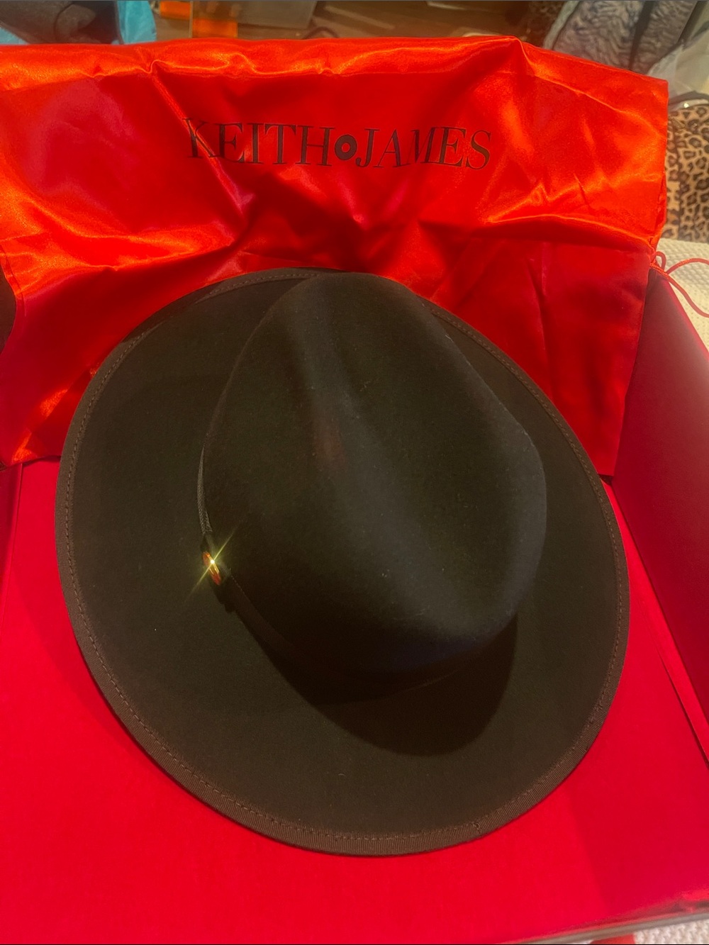 KEITH+JAMES Black Wool Fedora Hat